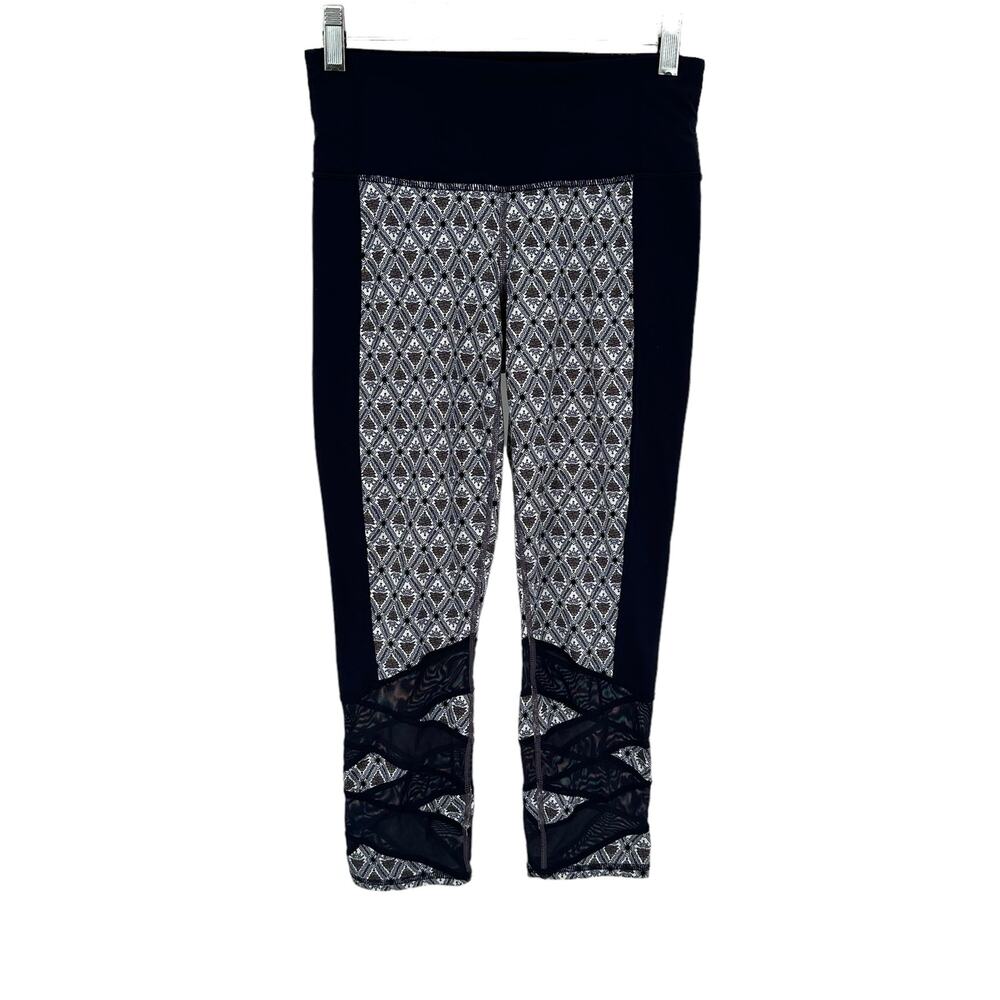 Athleta Navy Mantra Mosaic Ballet Mesh Cropped Leggings Small